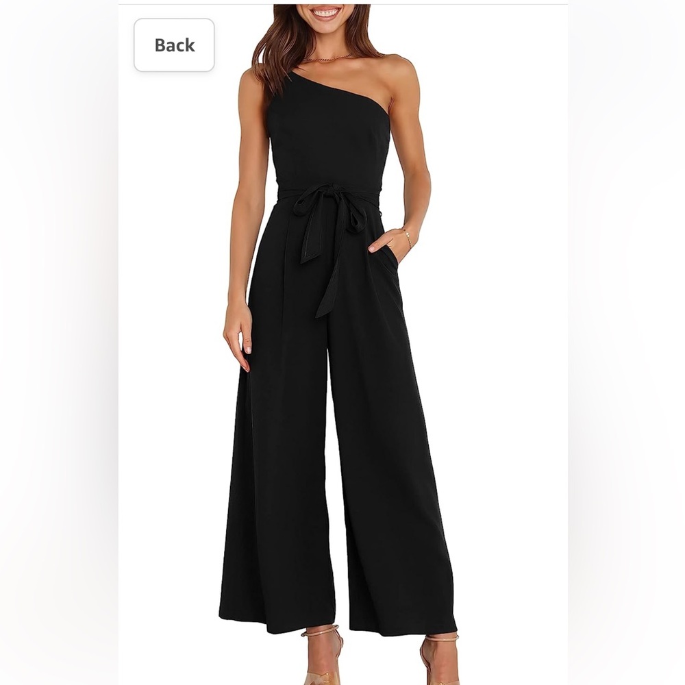 ANRABESS Women Summer Dressy One Shoulder Sleeveless Casual Wide Leg Jumpsuit